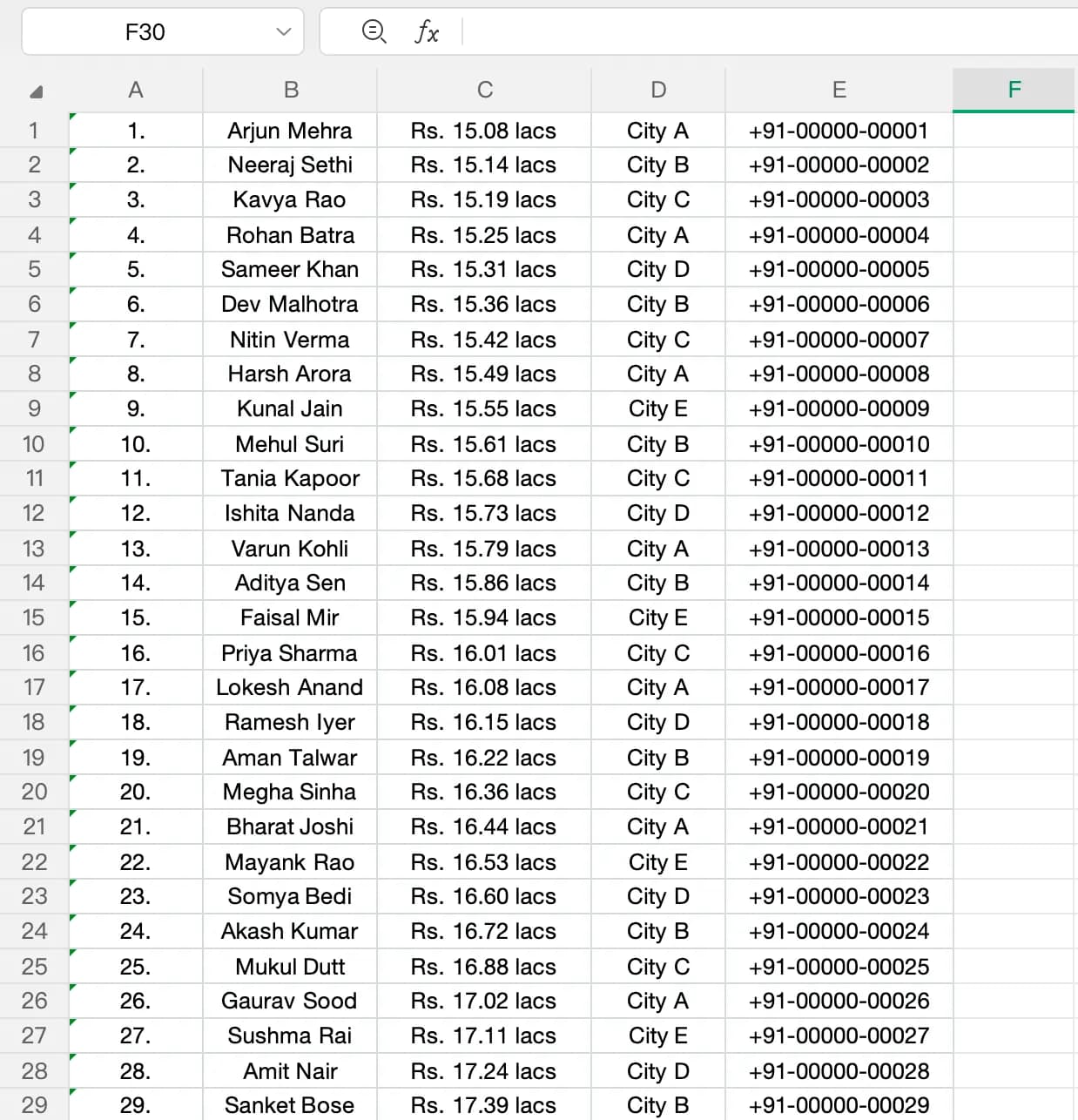 Editable XLSX output opened in Excel with rows and columns preserved