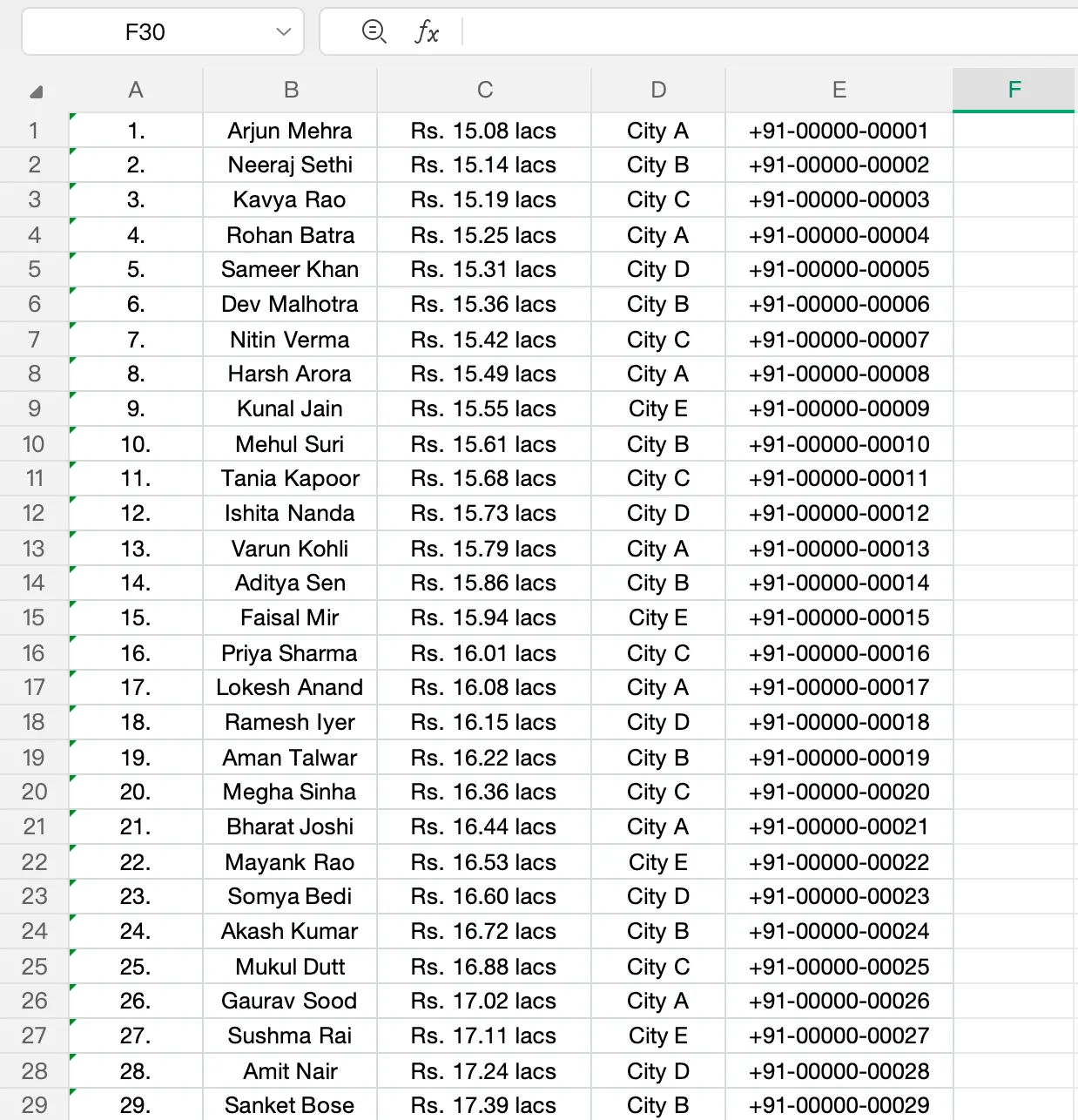 Editable XLSX output opened in Excel with rows and columns preserved